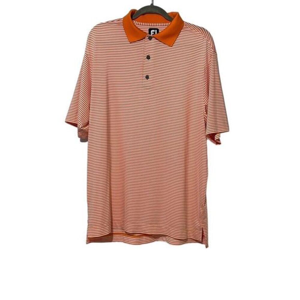 FootJoy Orange Striped Casual Button Down Shirt